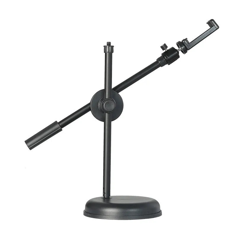 Black mobile phone bracket fill light for live broadcast, with 10-inch fill light option and general fit.