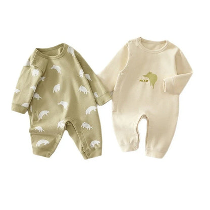 Pure cotton boneless baby jumpsuit with long sleeves in apricot colour for infant wear