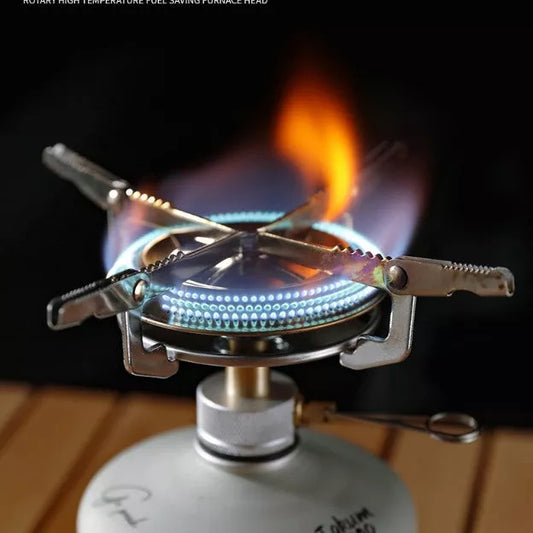 Compact outdoor portable gas stove with disk-type furnace head for efficient cooking