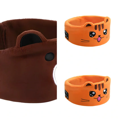 Bluetooth animal headband sleep mask with dinosaur hood showing integrated speakers and wireless design