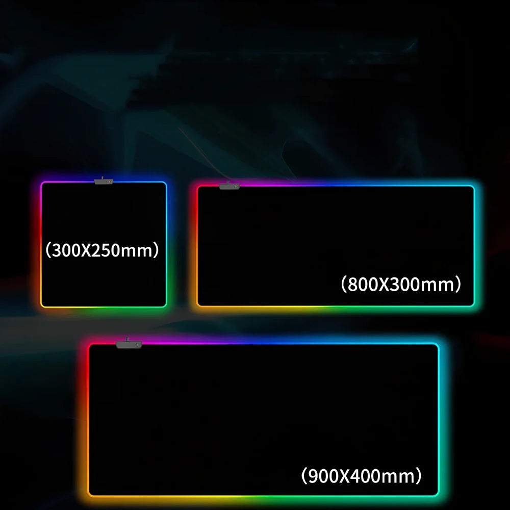 Oversized RGB luminous gaming mouse pad in 900x400mm size with starry sky lighting and 4.0mm rubber thickness