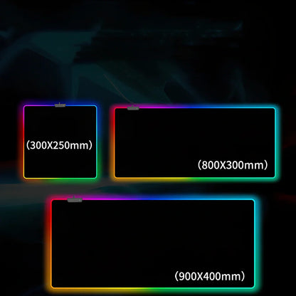 Oversized RGB luminous gaming mouse pad in 900x400mm size with starry sky lighting and 4.0mm rubber thickness