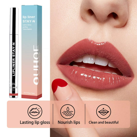 Dark brown waterproof lip liner pen with precision tip for long-lasting lip definition
