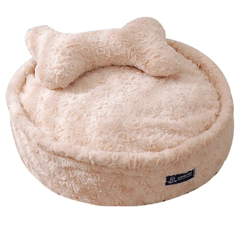 Four Seasons Universal cloth dog kennel in round nest milk tea colour, size S.