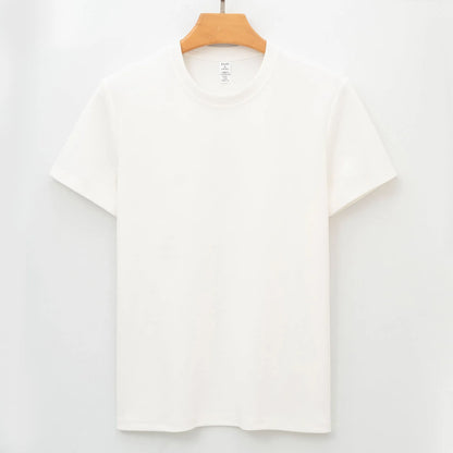 Men's solid colour antibacterial quick-dry short sleeve T-shirt on a hanger.