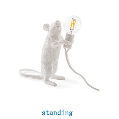 White and gold mouse-shaped desk lamp with polyresin details and 4W LED lighting