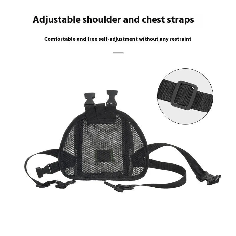 Blue breathable dog backpack with mesh panels and adjustable straps for pet transport