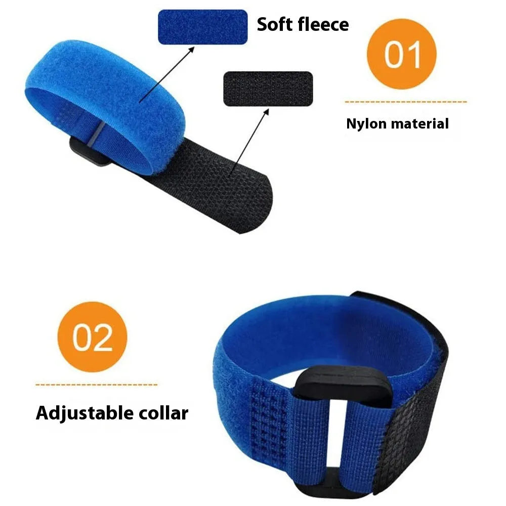 Two nylon poultry collars in yellow and red for chickens, ducks, and geese, no hook and knot design