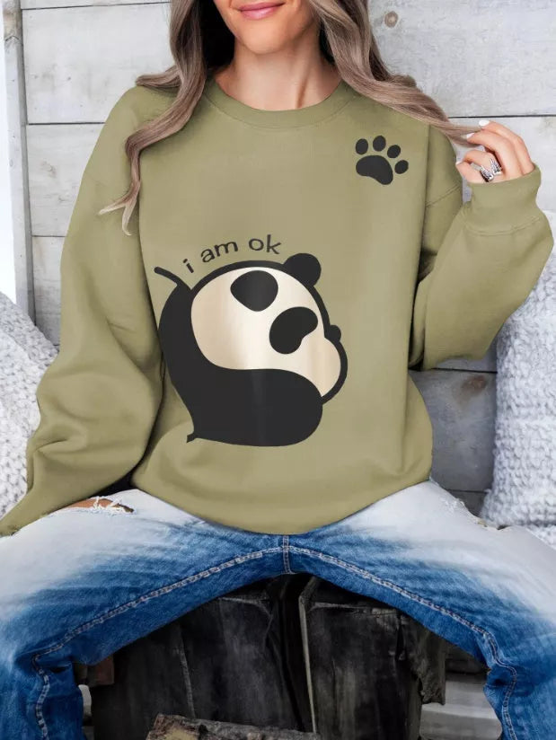 Women's Long Sleeved Panda Print Hoodie in various colors and sizes