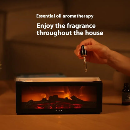 Square flame aromatherapy machine with 3D flame effect and 7 colour mood lights