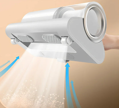 White wireless mite removal instrument with UV sterilisation for bedding cleaning