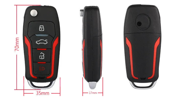 Red and frosted black car alarm remote control with 3000m range and GPS tracking function