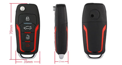 Red and frosted black car alarm remote control with 3000m range and GPS tracking function