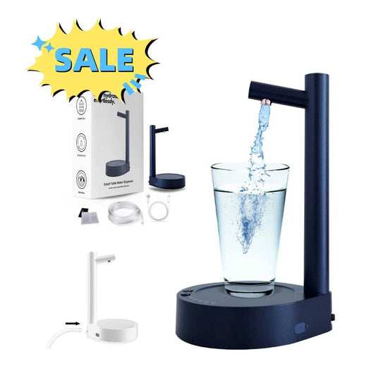 Rechargeable electric water dispenser with sleek white or blue design, perfect for any room or office setting