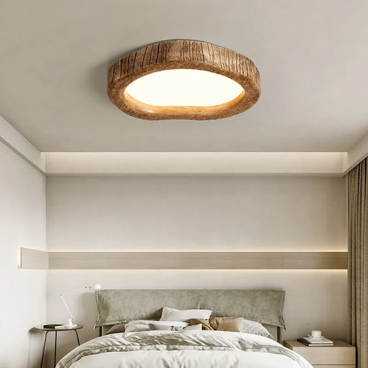 Wood grain finish ceiling lamp in New Chinese style with 220V LED light source for 10-15 m² bedrooms