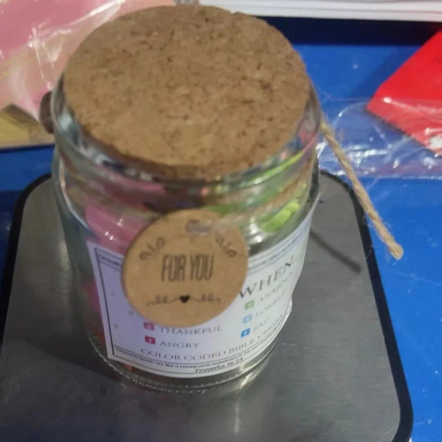Bible Verses In A Jar glass container with 90 inspirational verses