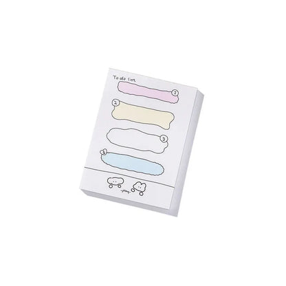 Cartoon character sticky notes in six themes with three size options on writable paper