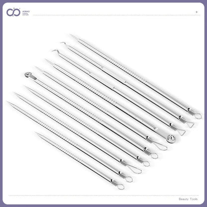 4-piece silver metal acne needle set for blackhead extraction with ultra fine pointed tips