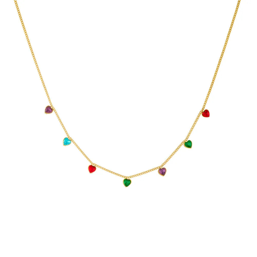 Gold-plated stainless steel necklace with heart pendant on adjustable 41-50 cm chain
