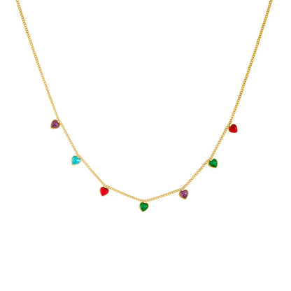 Gold-plated stainless steel necklace with heart pendant on adjustable 41-50 cm chain