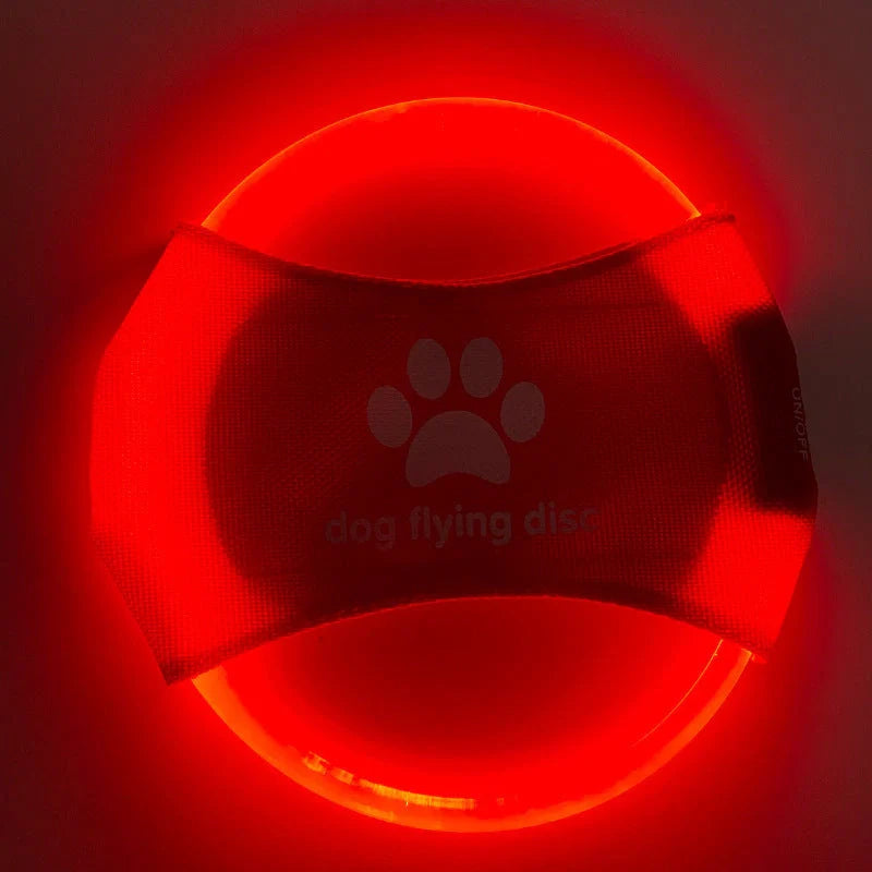 LED glowing dog flying disc in various colors, perfect for night-time play