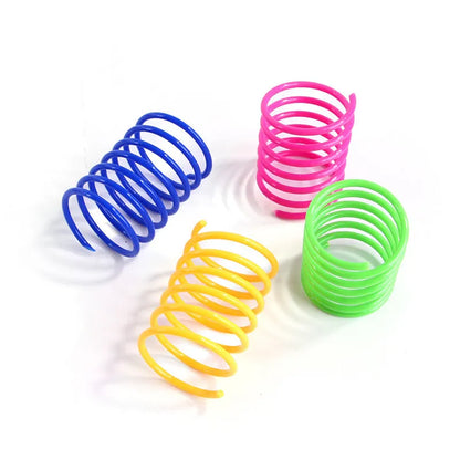 Colourful plastic coil spring cat toys in mixed colours for kittens and adult cats