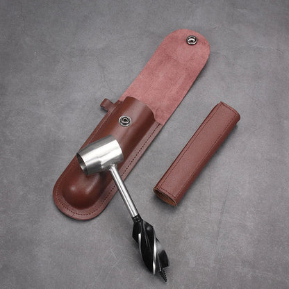 Versatile Outdoor Survival Auger Drill with Leather Case and Alloy Construction for Camping, Bushcraft, and Outdoor Projects