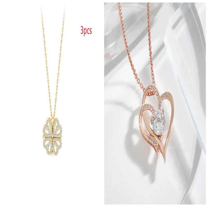 Elegant four-leaf clover necklace with magnetic and detachable design for versatile styling