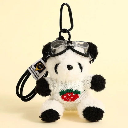 Plush strawberry bear doll keychain pendant with 15cm height and cartoon style