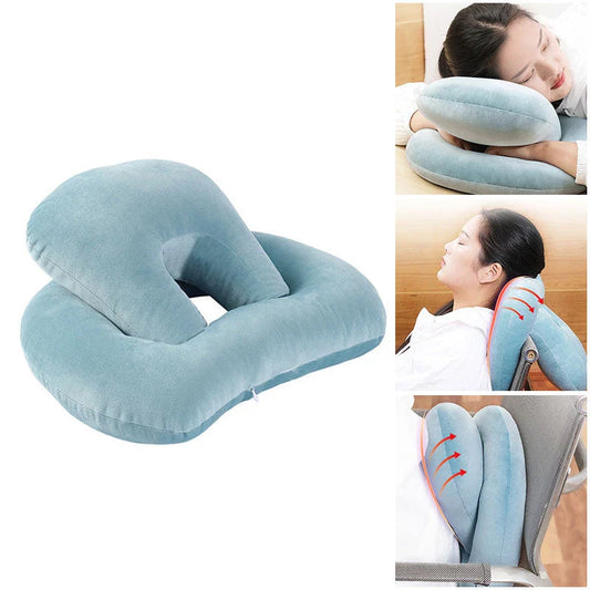 Cozy U-Shaped Neck Pillow with Arm Rest in Various Colors for Relaxing Naps and Travel Support