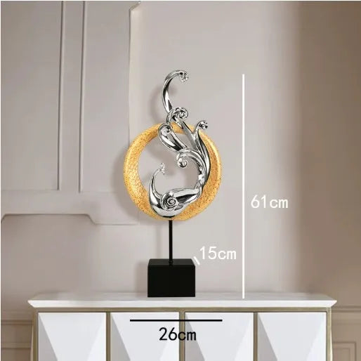 European-style phoenix ornament craft in synthetic resin with intricate detailing, available in festive red, rose gold, or elegant silver finishes