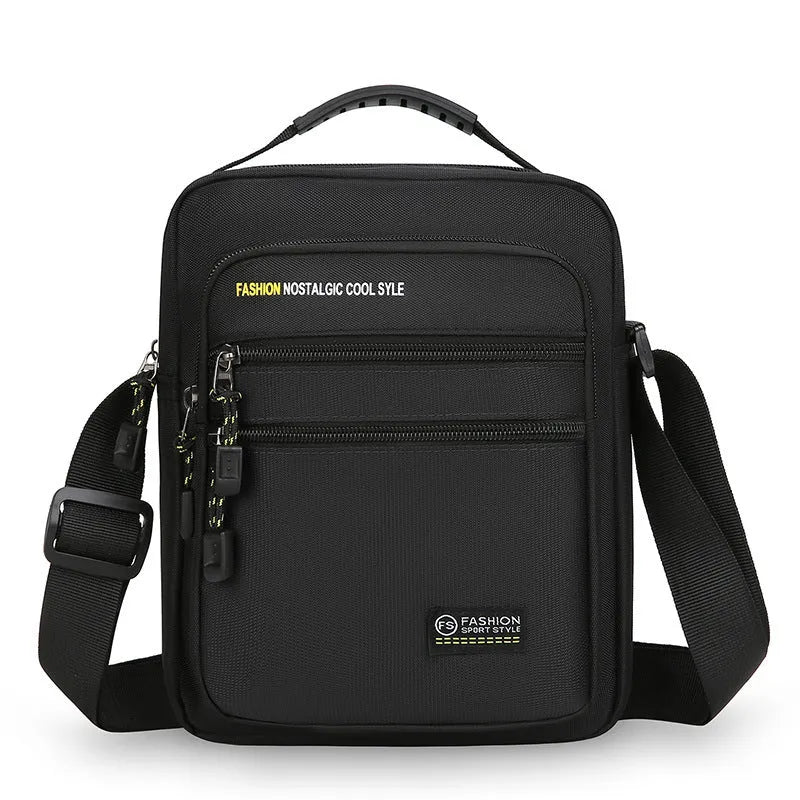 Men's green waterproof nylon crossbody bag with urban style and sewing thread detail