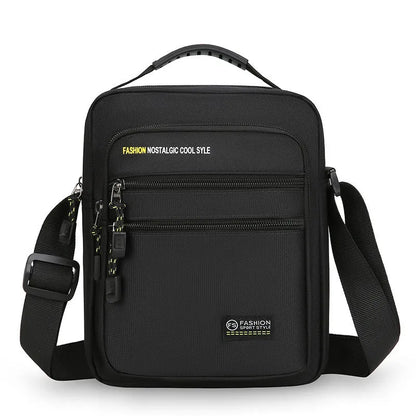 Men's green waterproof nylon crossbody bag with urban style and sewing thread detail