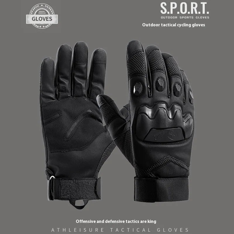 Men's black tactical gloves with touchscreen fingertips for training and commuting activities