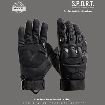 Men's black tactical gloves with touchscreen fingertips for training and commuting activities