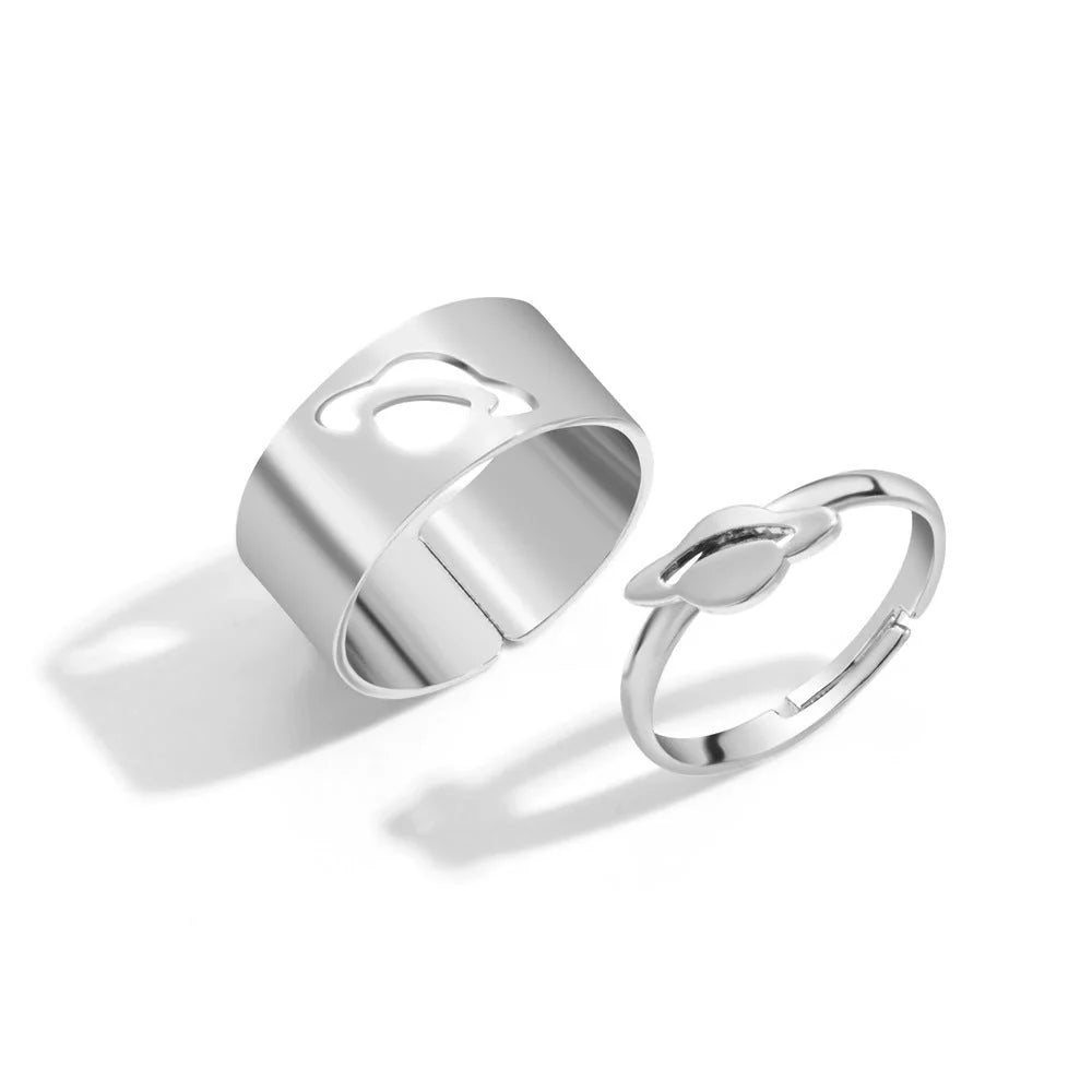 Trendy Adjustable Butterfly Couple Rings Set in gold and silver, perfect for punk style lovers