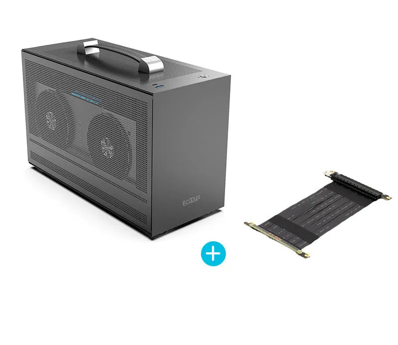 Three Hummingbird Portable ITX desktop computer chassis in titanium grey with tinned steel construction