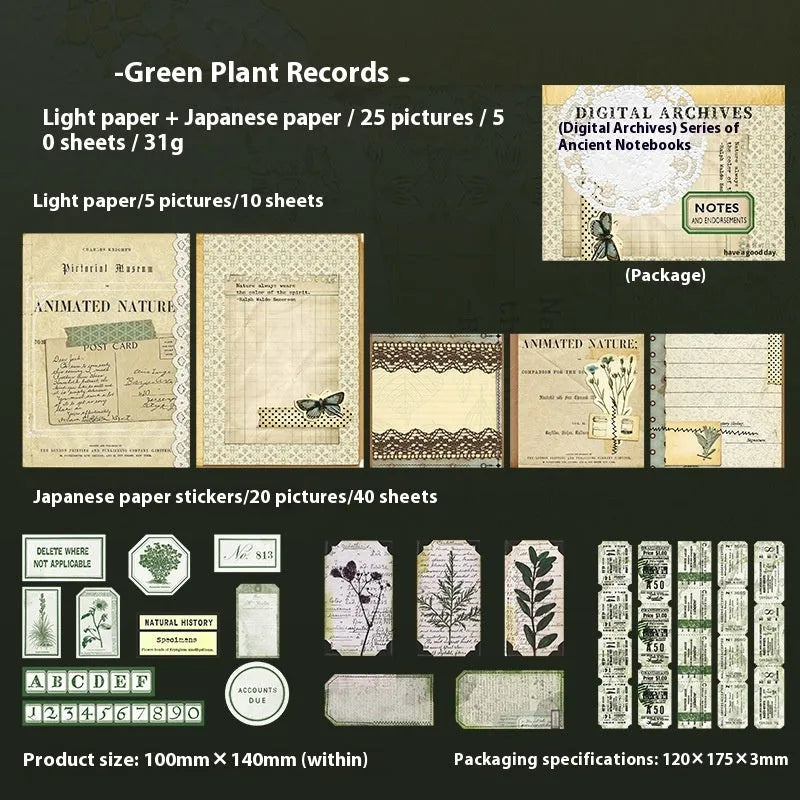 Retro double-layer notebook decorative card suit in paper brick shape measuring 10cm x 15cm with six colour options