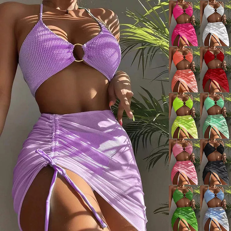 Women's halter bikini set in various colors for summer beach wear