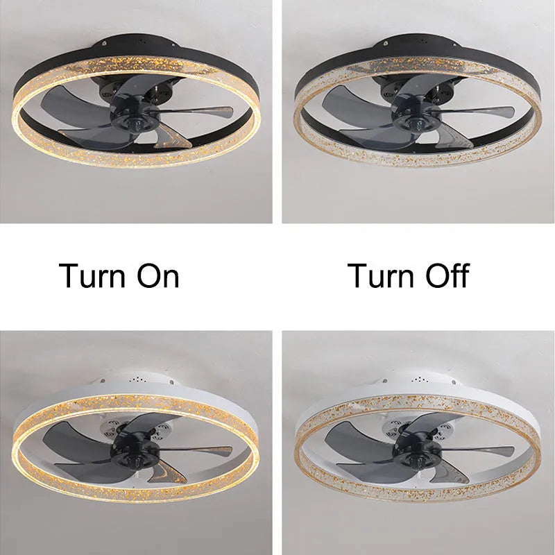 Nordic-style 50cm ceiling fan lamp with integrated LED light in a choice of colours.