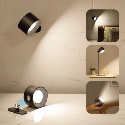 Magnetic wall lamp with adjustable colour temperature LED lighting and touch controls