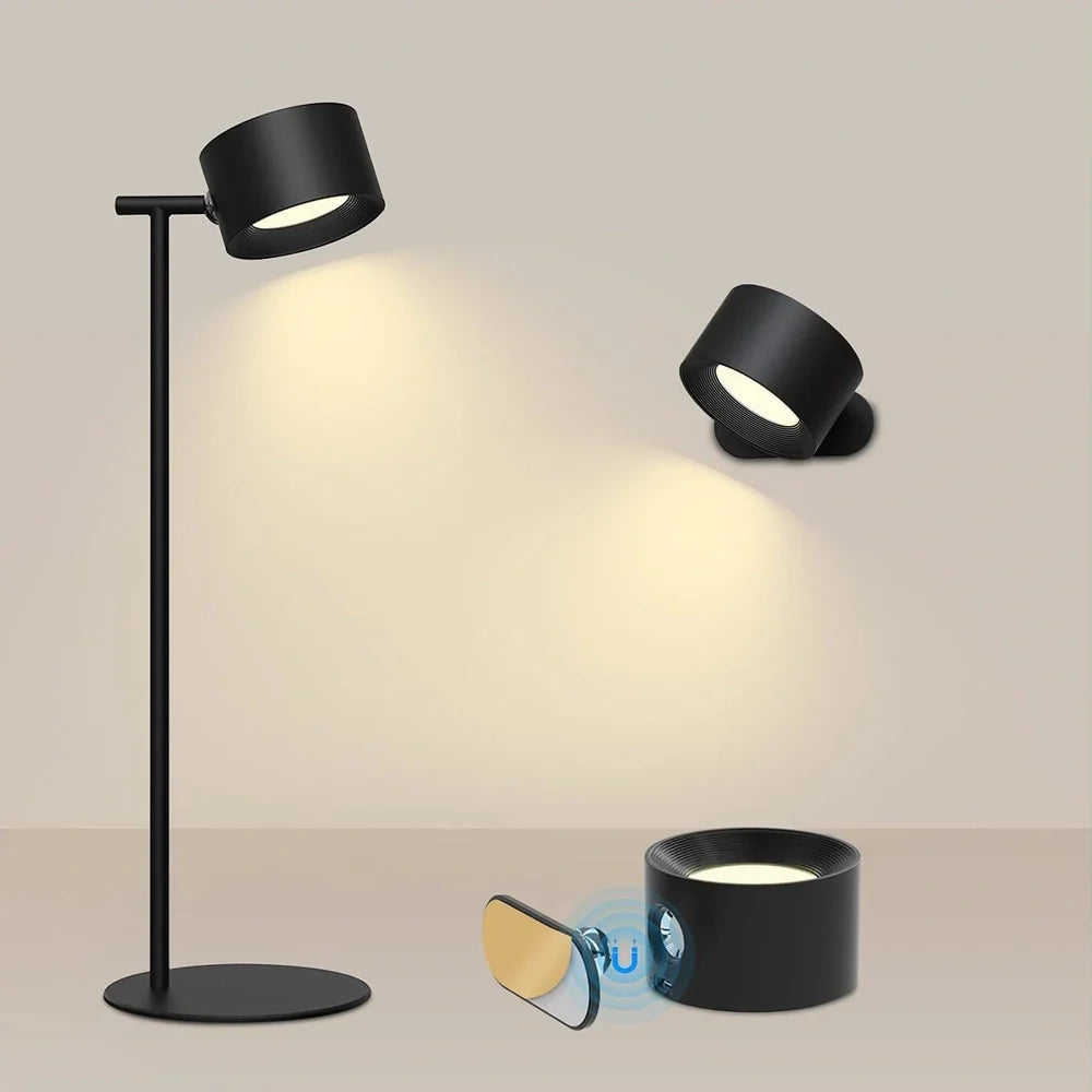 Magnetic wall lamp with adjustable colour temperature LED lighting and touch controls