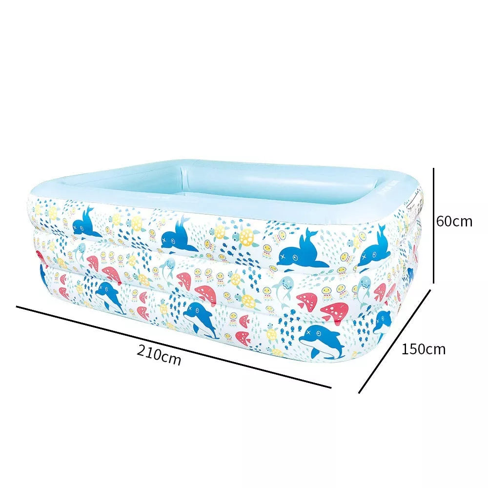 Brightly colored children's inflatable pool with smooth edges for safe water play