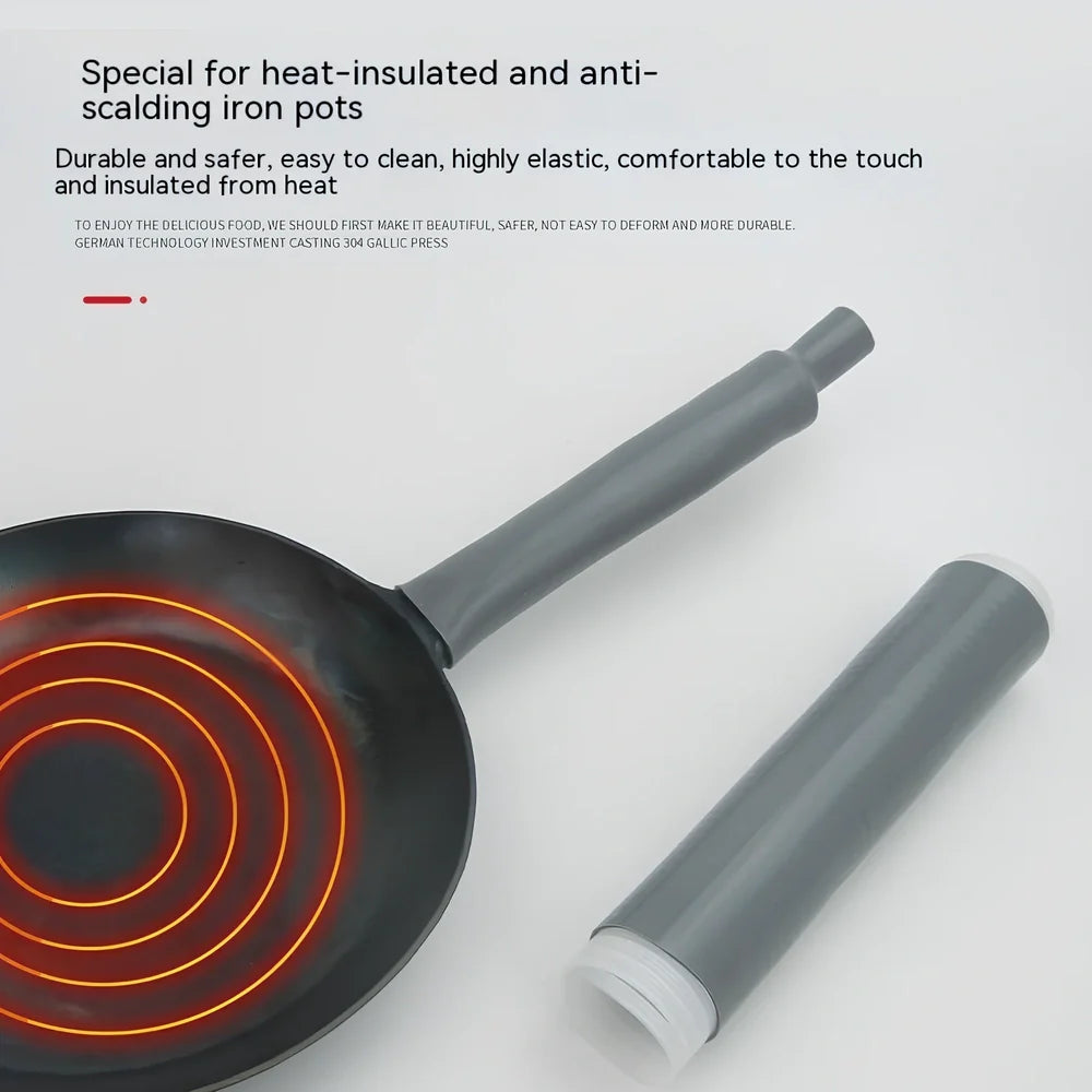 Handmade silicone kitchen insulation sleeve with non-slip textured surface for heat protection