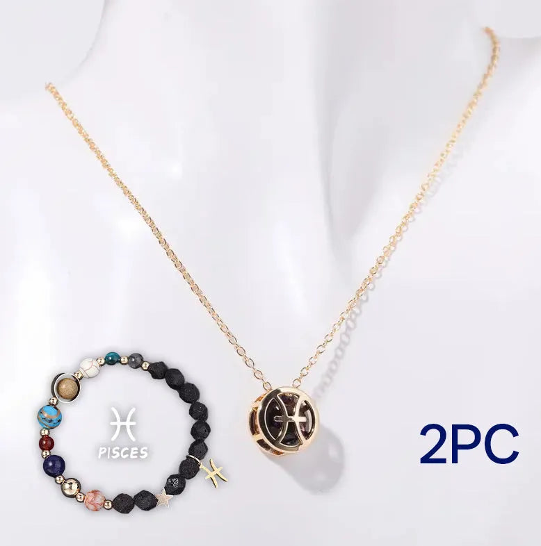 Natural stone beaded necklace and matching bracelet jewellery set with semi-precious gemstones
