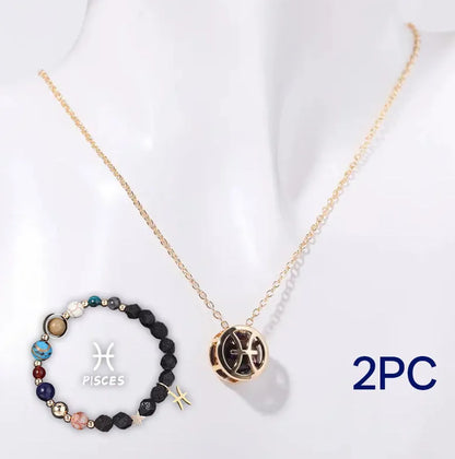 Natural stone beaded necklace and matching bracelet jewellery set with semi-precious gemstones