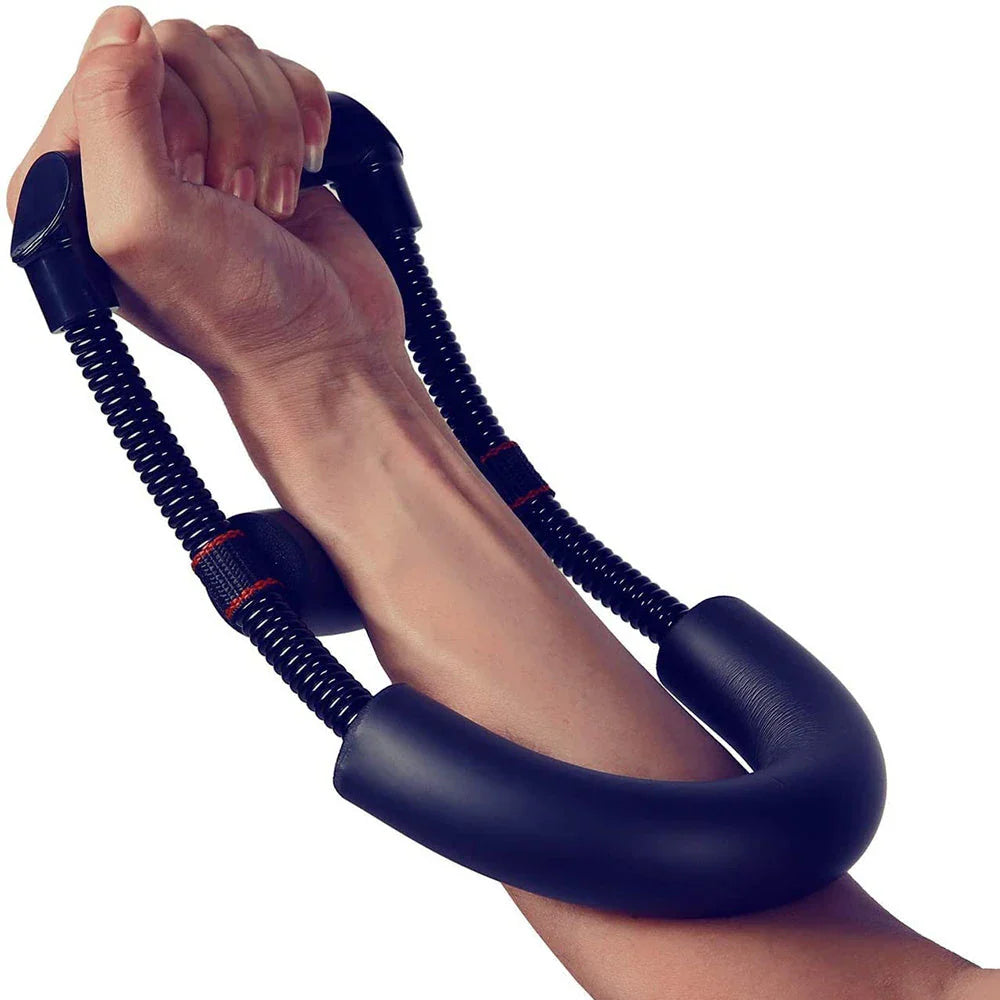 Adjustable hand grip strengthener with foam handle and spring steel components for wrist, forearm, and arm workout