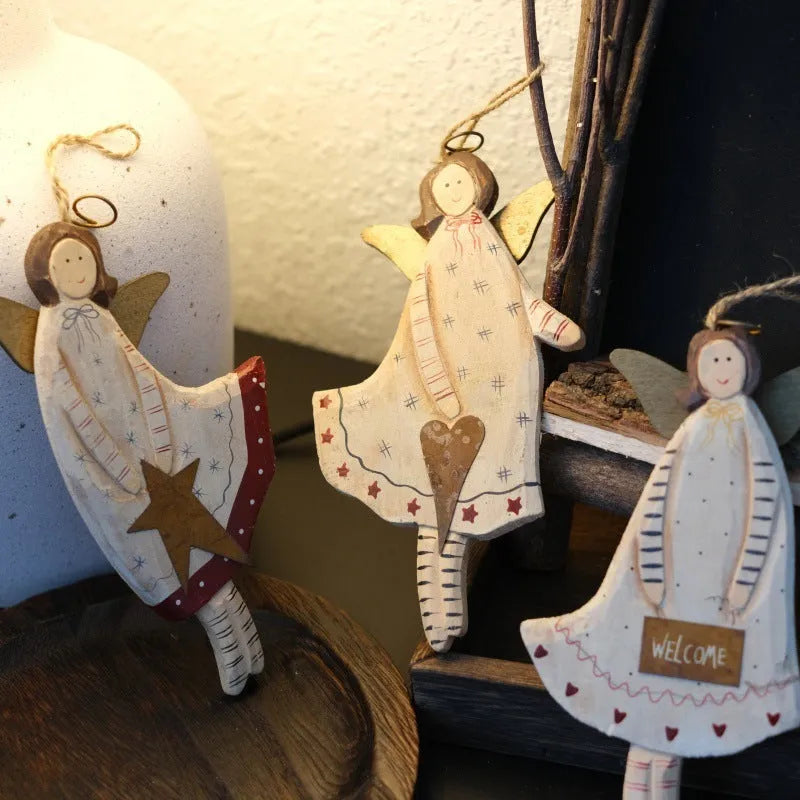 Hand-painted wooden door pendant with carved design options including love heart, XINGX pattern, or letters