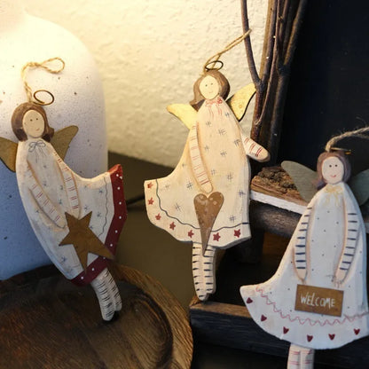Hand-painted wooden door pendant with carved design options including love heart, XINGX pattern, or letters