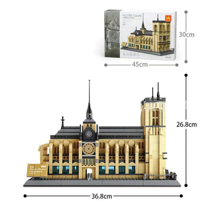 Wange building block set with 800+ ABS plastic pieces for constructing architectural landmark models